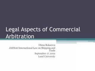 Legal Aspects of Commercial Arbitration