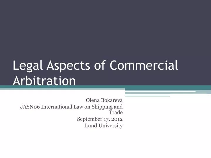 legal aspects of commercial arbitration