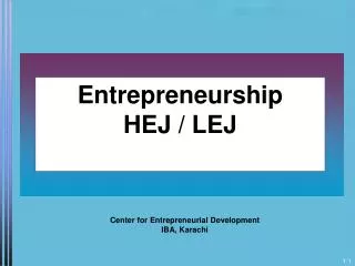 Entrepreneurship HEJ / LEJ