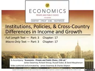 Institutions, Policies, &amp; Cross-Country Differences in Income and Growth