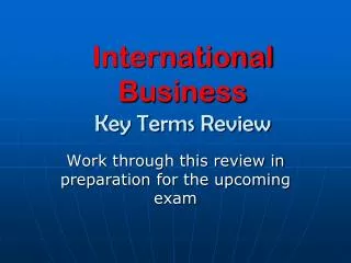 International Business Key Terms Review