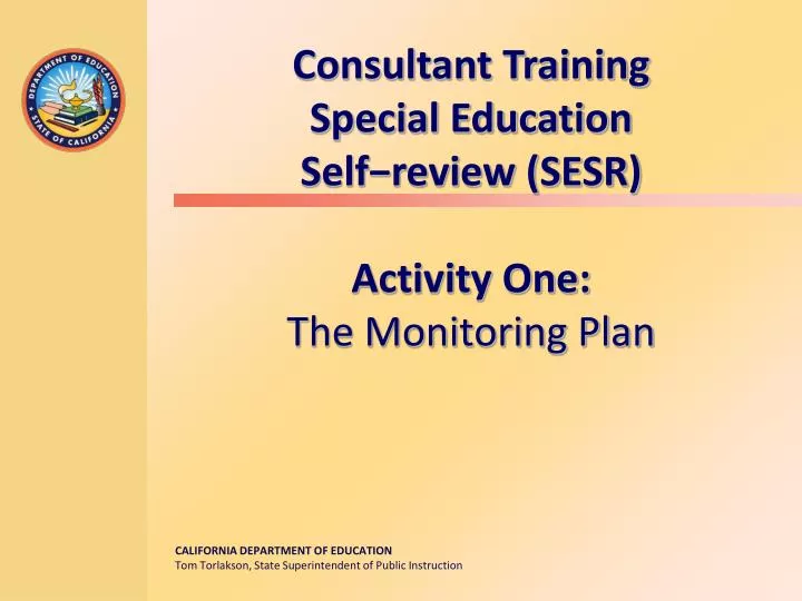 consultant training special education self review sesr activity one the monitoring plan