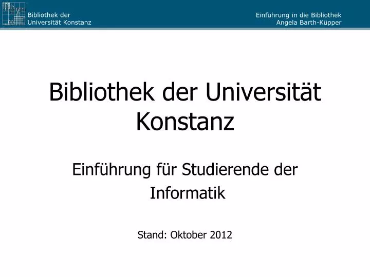 PPT - Bibliothek Der Universität Konstanz PowerPoint Presentation, Free ...