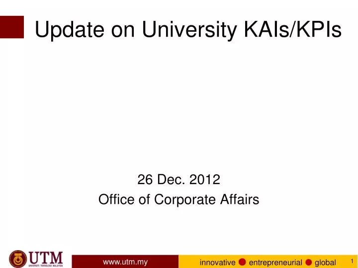 update on university kais kpis