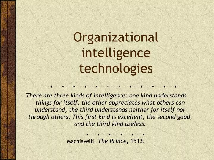 organizational intelligence technologies