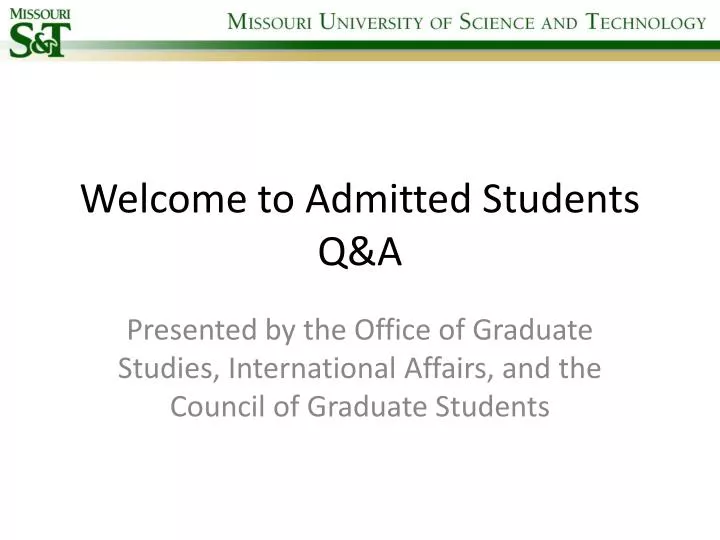 welcome to admitted students q a