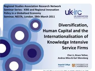 Diversification, Human Capital and the Internationalisation of Knowledge Intensive Service Firms