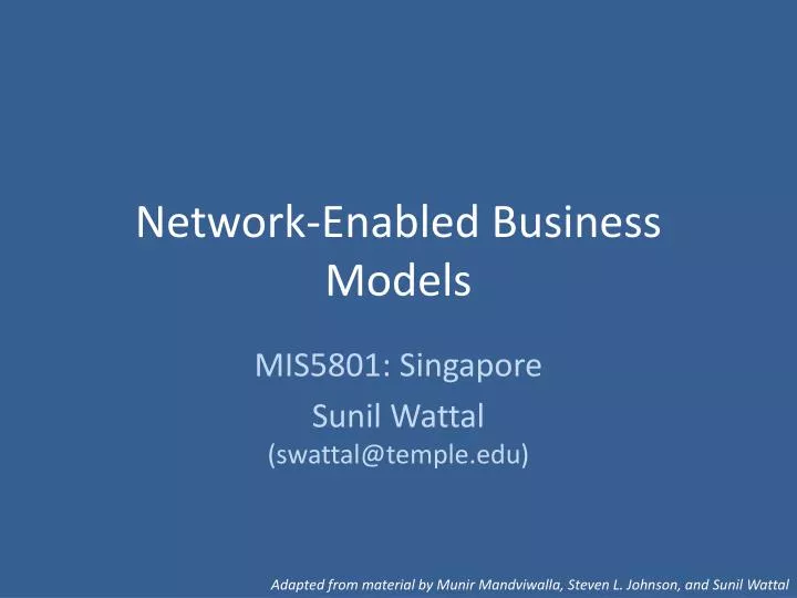 network enabled business models