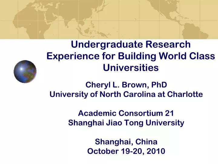undergraduate research experience for building world class universities