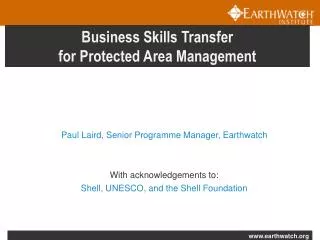 Business Skills Transfer for Protected Area Management