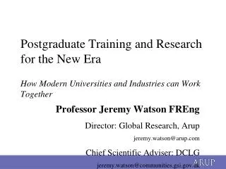 Postgraduate Training and Research for the New Era How Modern Universities and Industries can Work Together