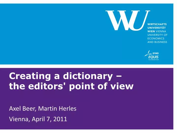 creating a dictionary the editors point of view