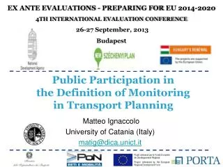 Public Participation in the Definition of Monitoring in Transport Planning