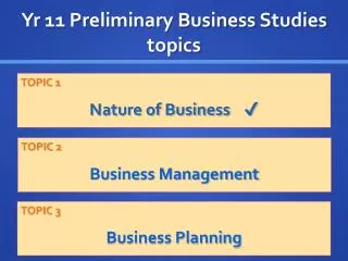 Yr 11 Preliminary Business Studies topics