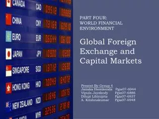 PART FOUR: WORLD FINANCIAL ENVIRONMENT Global Foreign Exchange and Capital Markets
