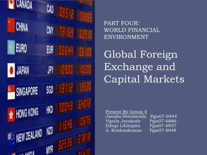 part four world financial environment global foreign exchange and capital markets