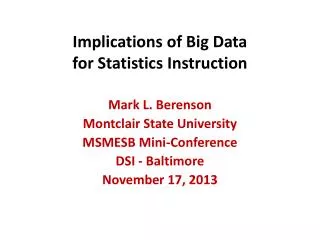 implications of big data for statistics instruction
