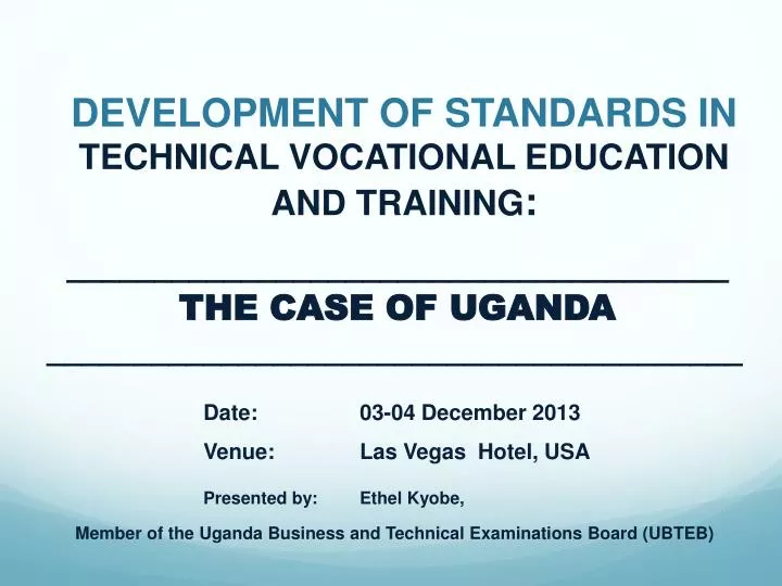 development of standards in technical vocational education and training