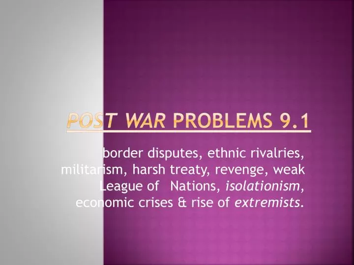 post war problems 9 1