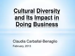 Cultural Diversity and Its Impact in Doing Business