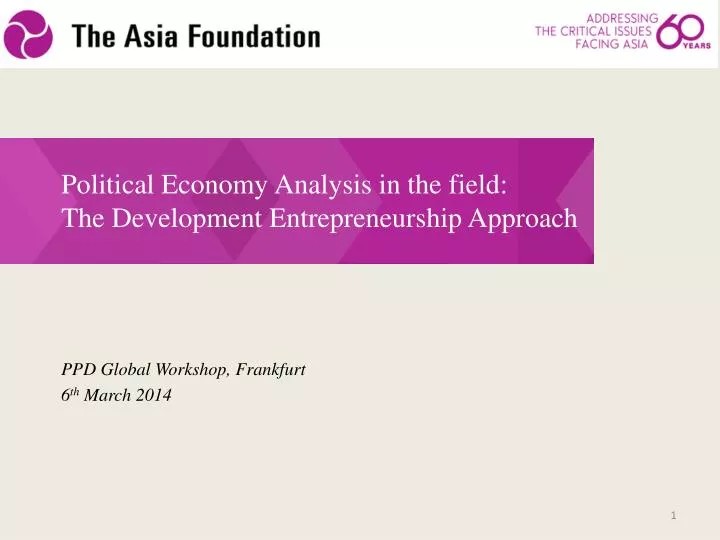 political economy analysis in the field the development entrepreneurship approach