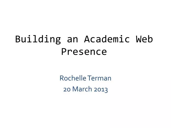 building an academic web presence