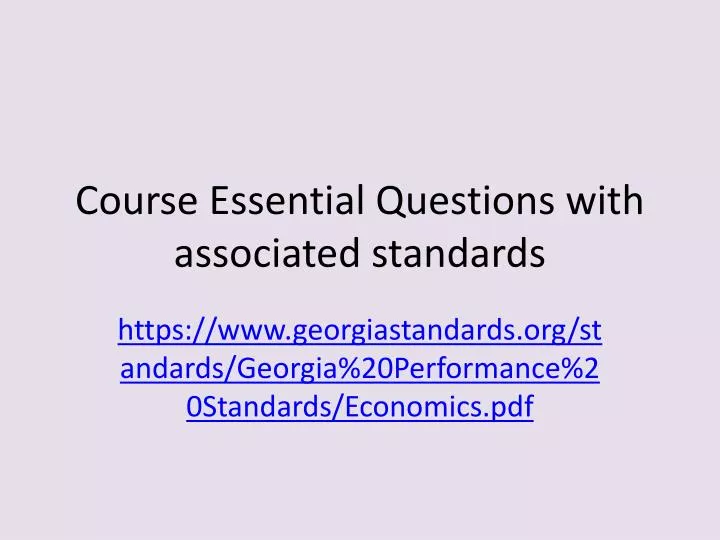 course essential questions with associated standards