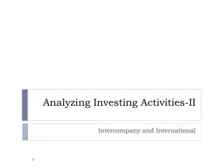 Analyzing Investing Activities-II