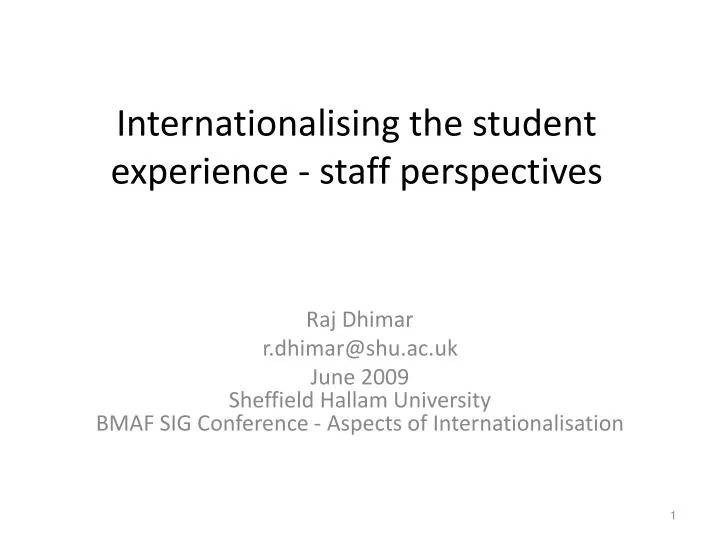internationalising the student experience staff perspectives