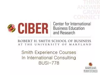 Smith Experience Courses In International Consulting BUSI-778