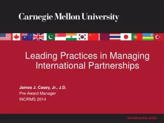 Leading Practices in Managing International Partnerships
