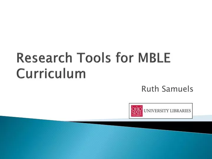 research tools for mble curriculum