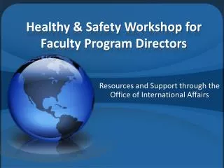 Healthy &amp; Safety Workshop for Faculty Program Directors