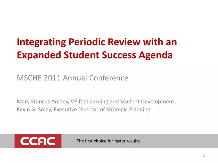 integrating periodic review with an expanded student success agenda