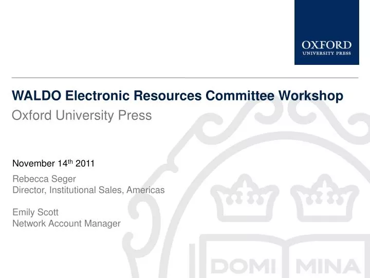 waldo electronic resources committee workshop