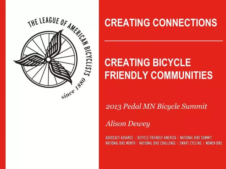 creating connections creating bicycle friendly communities
