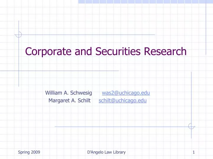 corporate and securities research