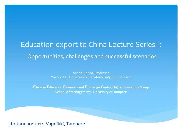 education export to china lecture series i opportunities challenges and successful scenarios