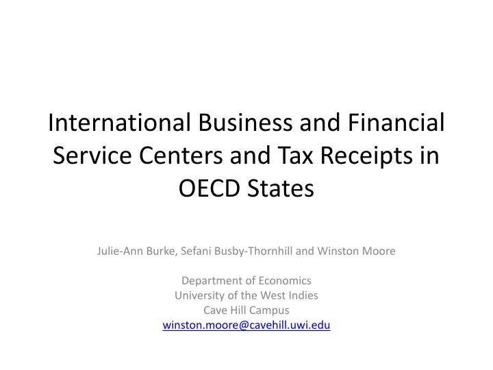 international business and financial service centers and tax receipts in oecd states