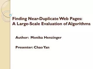 Finding Near-Duplicate Web Pages: A Large-Scale Evaluation of Algorithms