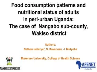 Food consumption patterns and nutritional status of adults in peri-urban Uganda: The case of Nangabo sub-county,