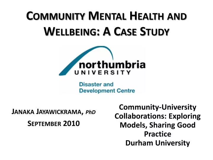 community mental health and wellbeing a case study