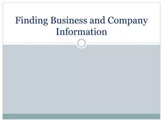 Finding Business and Company Information