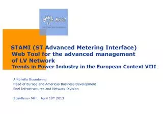 STAMI (ST Advanced Metering Interface) Web Tool for the advanced management of LV Network Trends in Power Industry