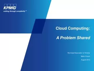 Cloud Computing: A Problem Shared