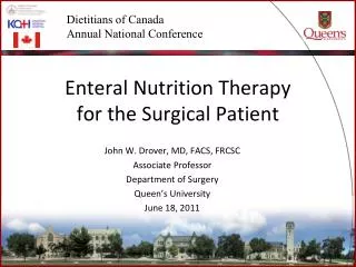 Enteral Nutrition Therapy for the Surgical Patient