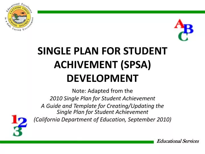 single plan for student achivement spsa development