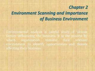 Chapter 2 Environment Scanning and Importance of Business Environment
