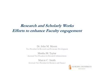 Research and Scholarly Works Efforts to enhance Faculty engagement