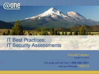 IT Best Practices: IT Security Assessments